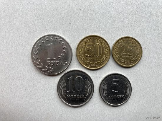 Приднестровье 5,50 копеек 2019,10 копеек 2020,25копеек 2022 и 1 рубль 2021 г (5 и10 магнитная)