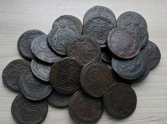 27 пятаков Екатерины II!! Клад Российской империи!!