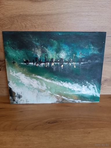 Картина "Портовый город", акрил, 30х40 см, холст