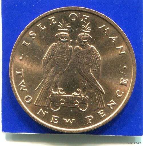 Остров Мэн 2 пенса 1975 , Соколы , UNC