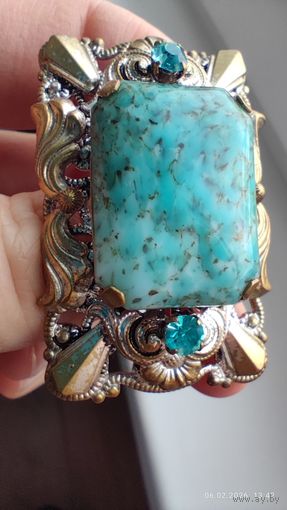 Брошь с пекинском стеклом Чехия