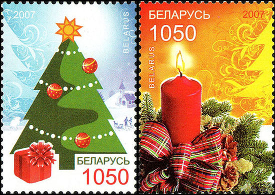 С Новым годом! Беларусь 2007 год (712-713) серия из 2-х марок