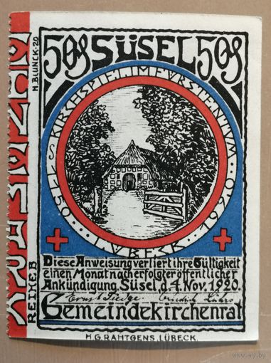 Германия, нотгельды, 50 пфеннигов (1/2 марки) 1921 год, Сусель (Susel)