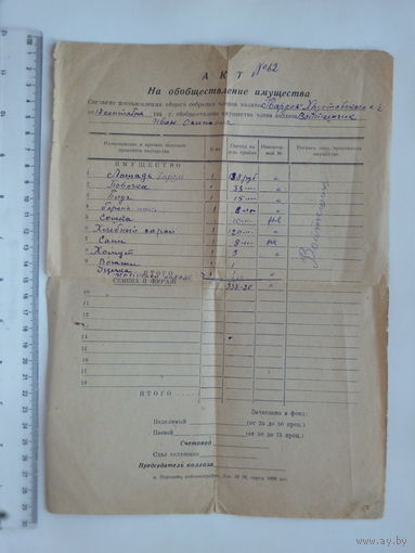 Акт обобществления  м. Порозово Гродненская область