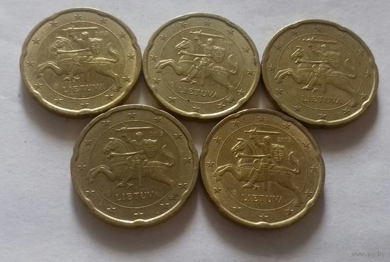 1 евро, Литва 2015 г., (5 монет по 20 ец.)