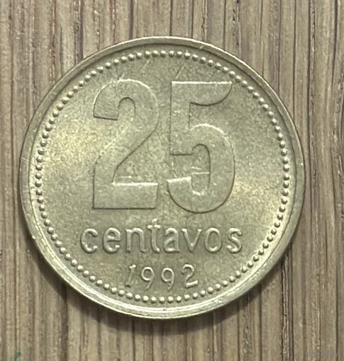 Монета Аргентины 25 Сентаво 1992г