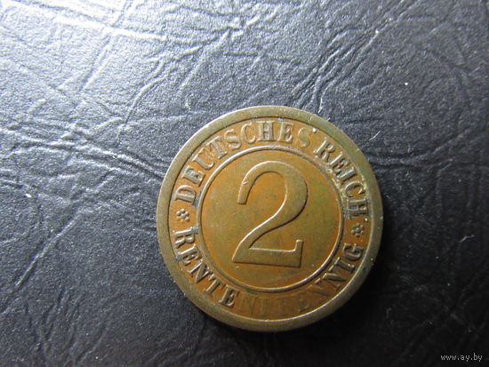 Германия. 2 рентенпфеннигa. 1924A. С 20 копеек. Распродажа коллекции. Смотрите другие лоты.