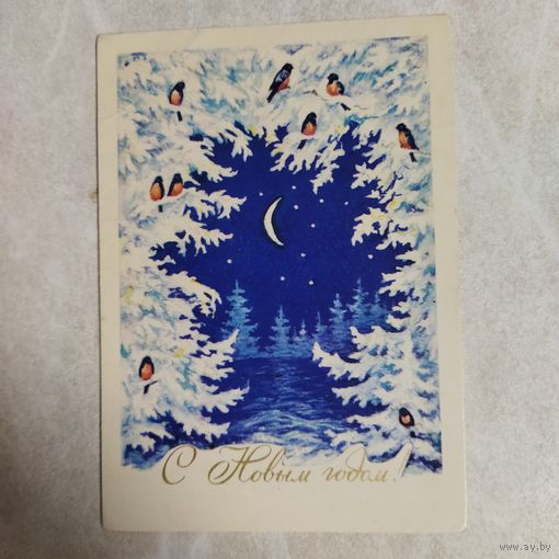 Мини открытка. С Новым годом! Гасиева.1984 год.