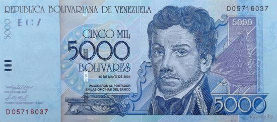Werty71 ВЕНЕСУЭЛА 5000 боливаров 2004 UNC банкнота