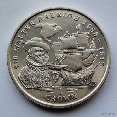 Остров Мэн 1 крона, Сэр Уолтер Рейли, 1999