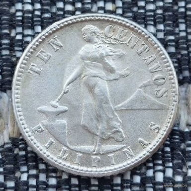 Американские Филиппины 10 центов 1944 года, D, UNC. Серебро! Девушка. Орел США. Сторгуй за свою цену, предложи обмен!