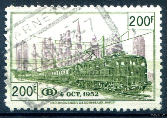 Бельгия - 1953г. - Железнодорожные марки, открытие сообщения Север-Юг Брюсселя - 1 марка - полная серия, гашёная [Mi 297]. #2-Be-60-C-2