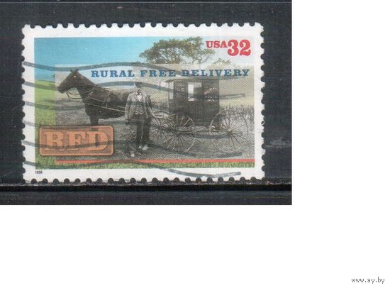 США-1996 (Мих.2754) , гаш., Почта, Лошади, (одиночка),