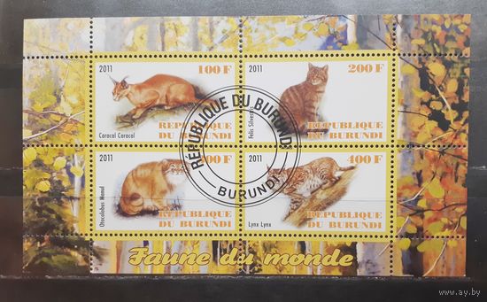 Бурунди. 2011 год. Фауна. Дикие кошки. Блок (1047)