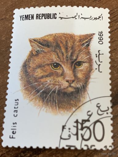 Йемен 1990. Домашние кошки. Марка из серии