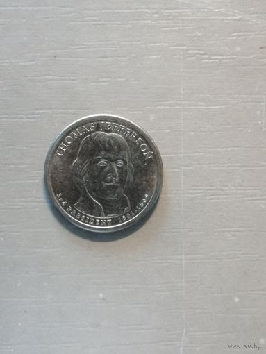 США, 1 доллар, 2007 год, Президент США Томас Джеферсон (1801-1809) "Р", KM# 403