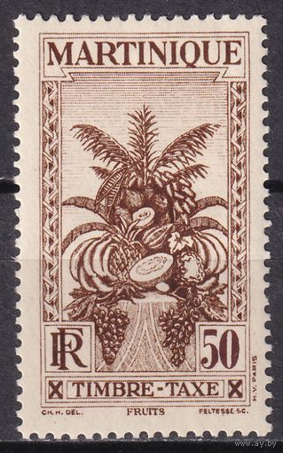 53.FrK. Франция. Колонии. Мартиника. Доплатные марки. Фрукты. 1933 г. 50C.  Mi.#18.