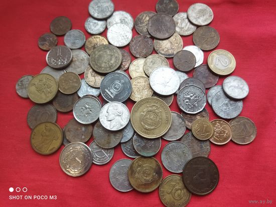 Иностранные монеты,всякие,70 штук, без Минимальной цены