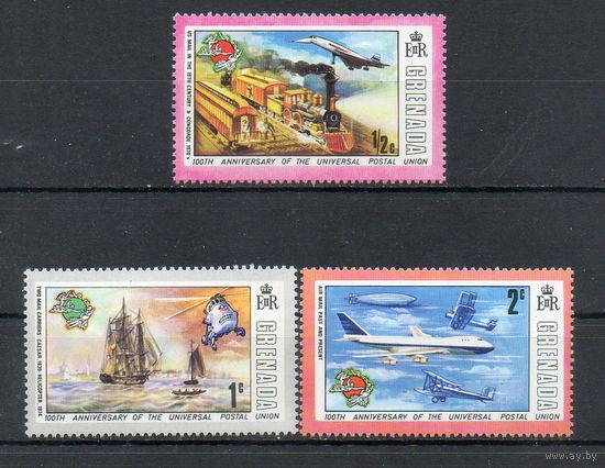 Транспорт 100 лет ВПС Гренада 1974 год 3 марки