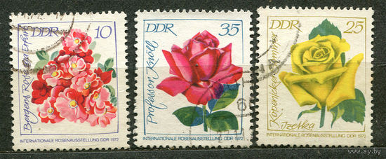 Розы. Международная выставка. ГДР. 1972. Полная серия 3 марки
