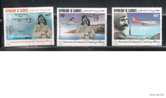 Джибути-1984 (Мих.413-415) **  , Авиация , Самолеты, Летчики(полная серия)