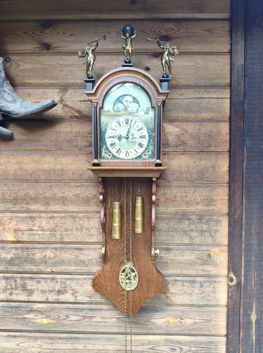 Антикварные Голландские Маятниковые Часы Заанские / Zaance Clock Dutch XX век Расписные, Лунный