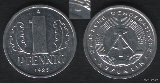Германия ГДР _km8.2 1 пфенниг 1985 год (_брак(p0(5(2 разрыв