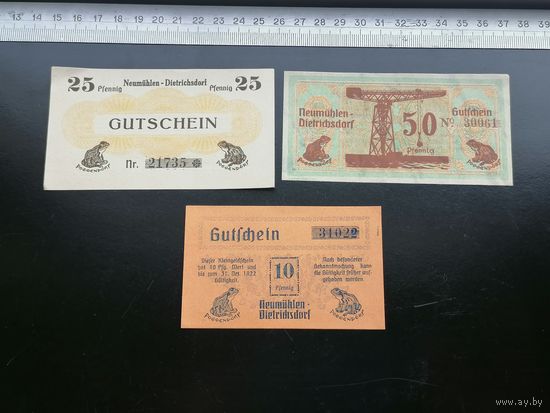 Германия-нотгельд  10 .20 .50 пфеннигов  1922  Neumuhlen-Dietrichsdorf