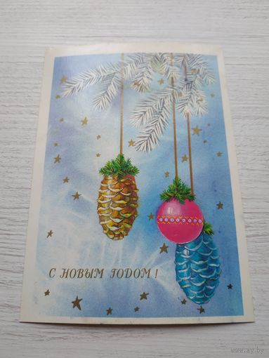 Открытка (почтовая карточка) "С Новым годом!", Министерство связи СССР, 1989, художник И.Канканян