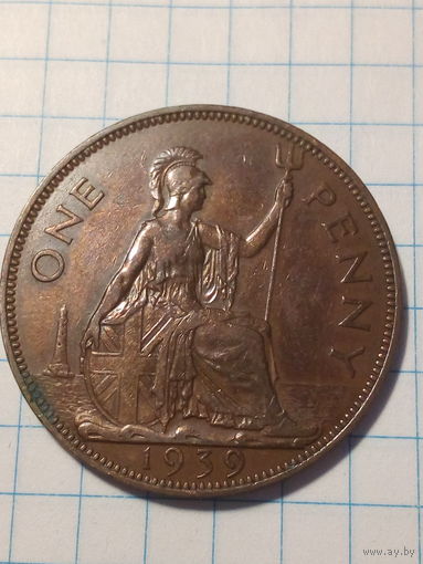 1 пенни Великобритания 1939 год.