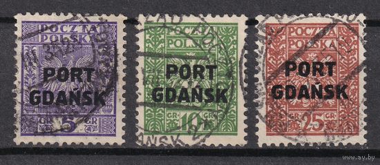 6.Pl. Польша. Порт Гданьск. Надпечатка. Серия. 1929/30 гг. Mi.##20-22.