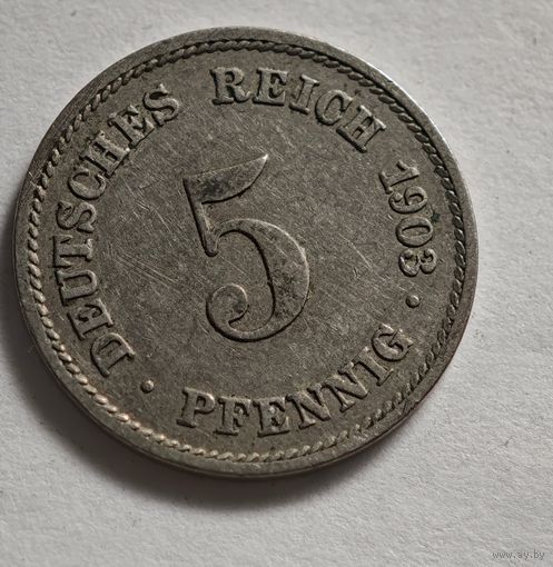 1903 год Германия 5 пфеннигов