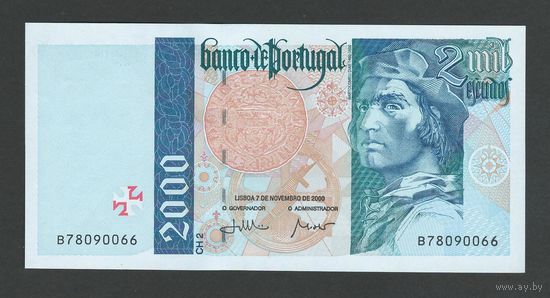 Португалия 2000 эскудо 2000 года. Тип Р-189d. Состояние UNC