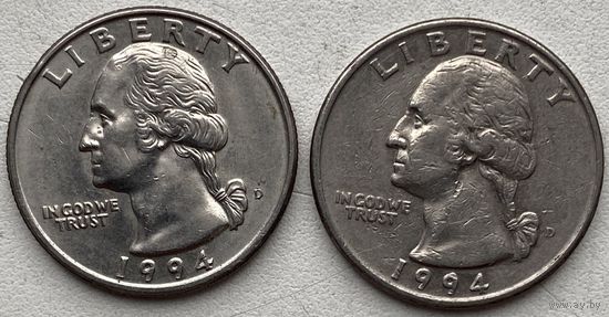 США 25 центов (квотер) 1994 г. D. Цена за 1 шт.