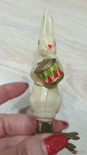 Елочные игрушки, стекло, заяц с барабаном