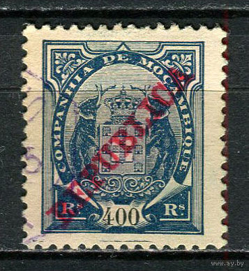 Португальские колонии - Мозамбик (Comp de Mocambique) - 1911 - Слоны с гербом и надпечатка REPUBLICA 400R - [Mi.74] - 1 марка. Гашеная.  (Лот 19HY)-TG3P47