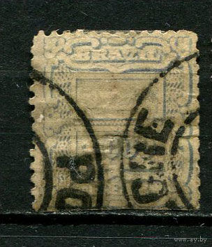 Бразилия - 1884/1888 - Цифры 1000R - (есть тонкое место) - [Mi.66] - 1 марка. Гашеная.  (Лот 76BW)