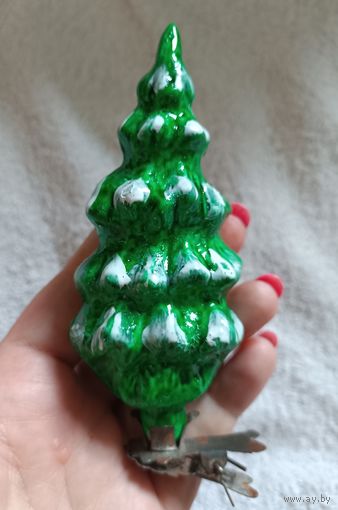 Ёлочная игрушка, стекло,ёлочка на прищепке