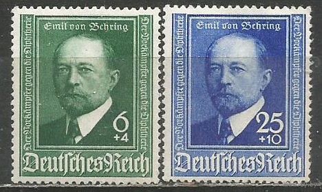 Германия(Рейх). Эмиль фон Беринг. Нобелевский лауреат. 1940г. Mi#760-61. Серия.