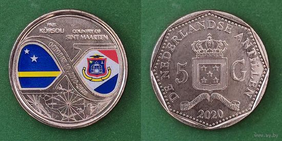 Нидерландские Антильские острова 5 гульденов, 2020 10 лет значительной автономии Кюрасао и Синт-Мартена