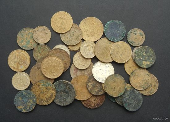 СССР 1, 2, 3, 5 коп. Сборный лот 39 монет.