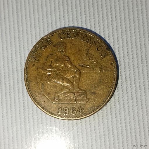 5 сентаво 1964 года Филиппины. Республика Филиппины. Родная патина!