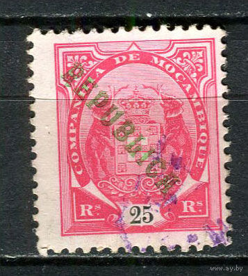 Португальские колонии - Мозамбик (Comp de Mocambique) - 1911 - Слоны с гербом и надпечатка REPUBLICA 25R - [Mi.82] - 1 марка. Гашеная.  (Лот 20HY)-TG3P47