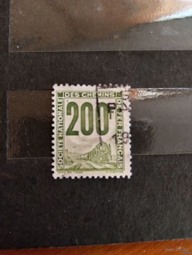 1944 Франция марка оплаты пересылки посылок (пакетов) по железной дороге поезд паровоз (5-2)