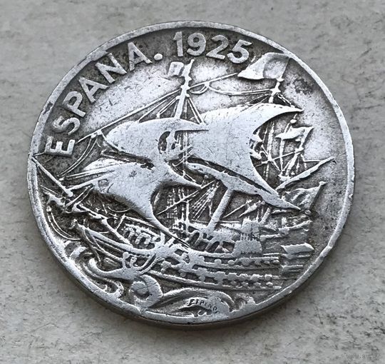 Испания периода правления Альфонсо XIII 25 сентимо 1925 Кораблик