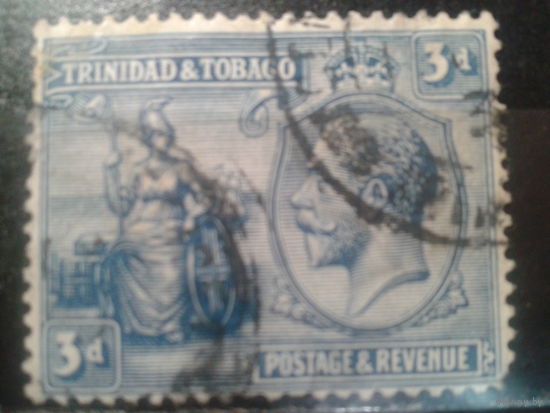 Тринидад и Тобаго. колония Англии, 1922. Король Георг V и сидящая Британия