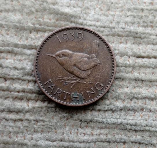 Werty71 Великобритания 1 фартинг 1939 Георг 6 Крапивник Птица