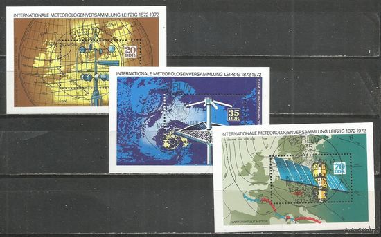 ГДР. 100 лет метеослужбе. 1972г. Mi#Бл34,35,36.