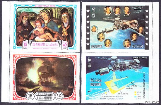 1972 Рас-эль-Хайма 851-852,882,893Paar Skylab - Программа,Живопись,Рождество 40,00 евро