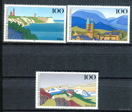 Германия - 1993г. - Виды Германии - полная серия, MNH, одна марка с отпечатком [Mi 1684-1686] - 3 марки